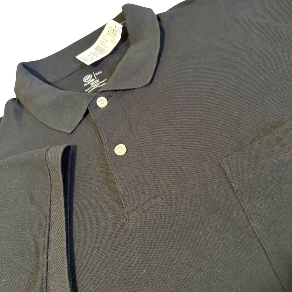 Harbor Bay Polo Shirt Mens 3XL Black‎ Short Sleeve Pocket Pique DXL 95822 NEW